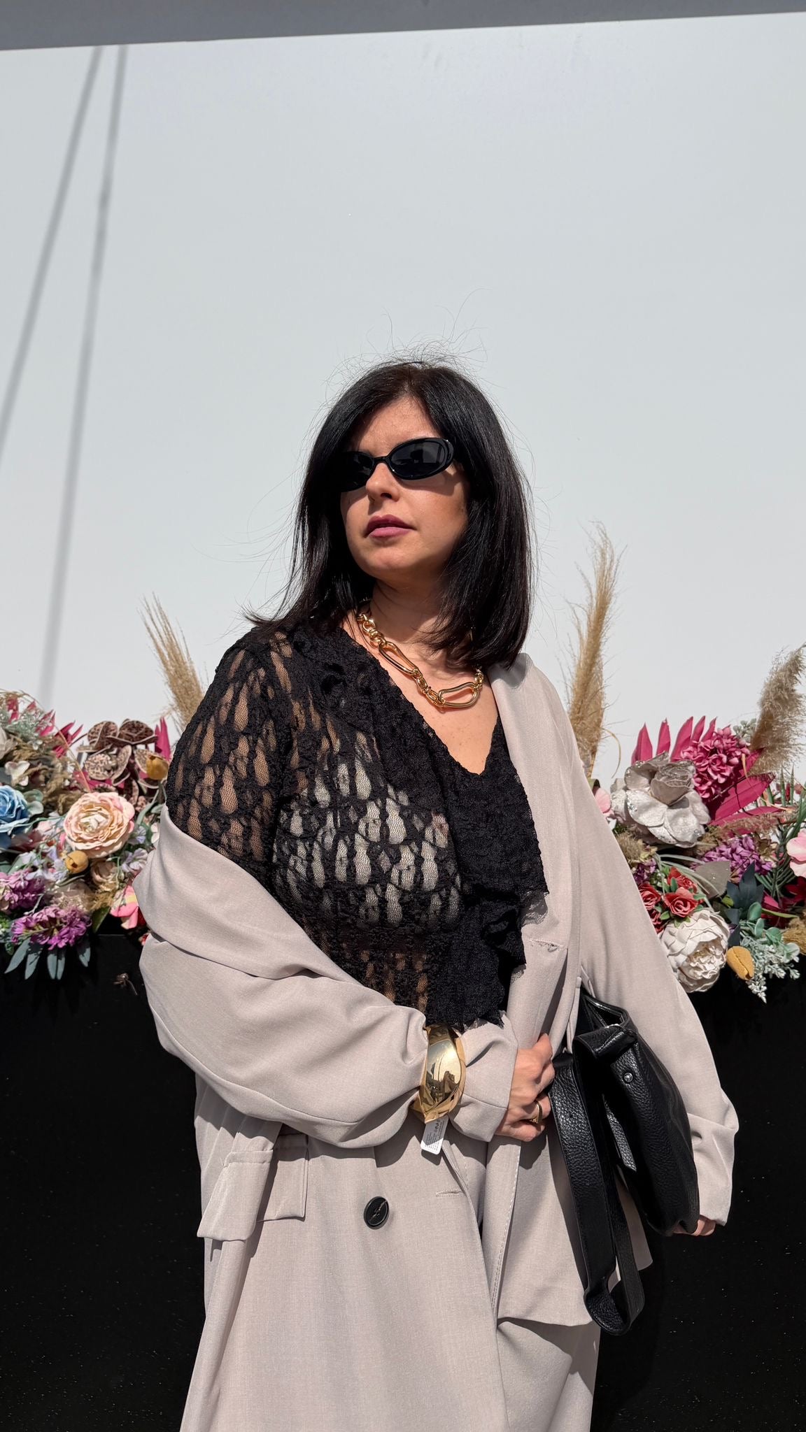 Maglia in pizzo Black