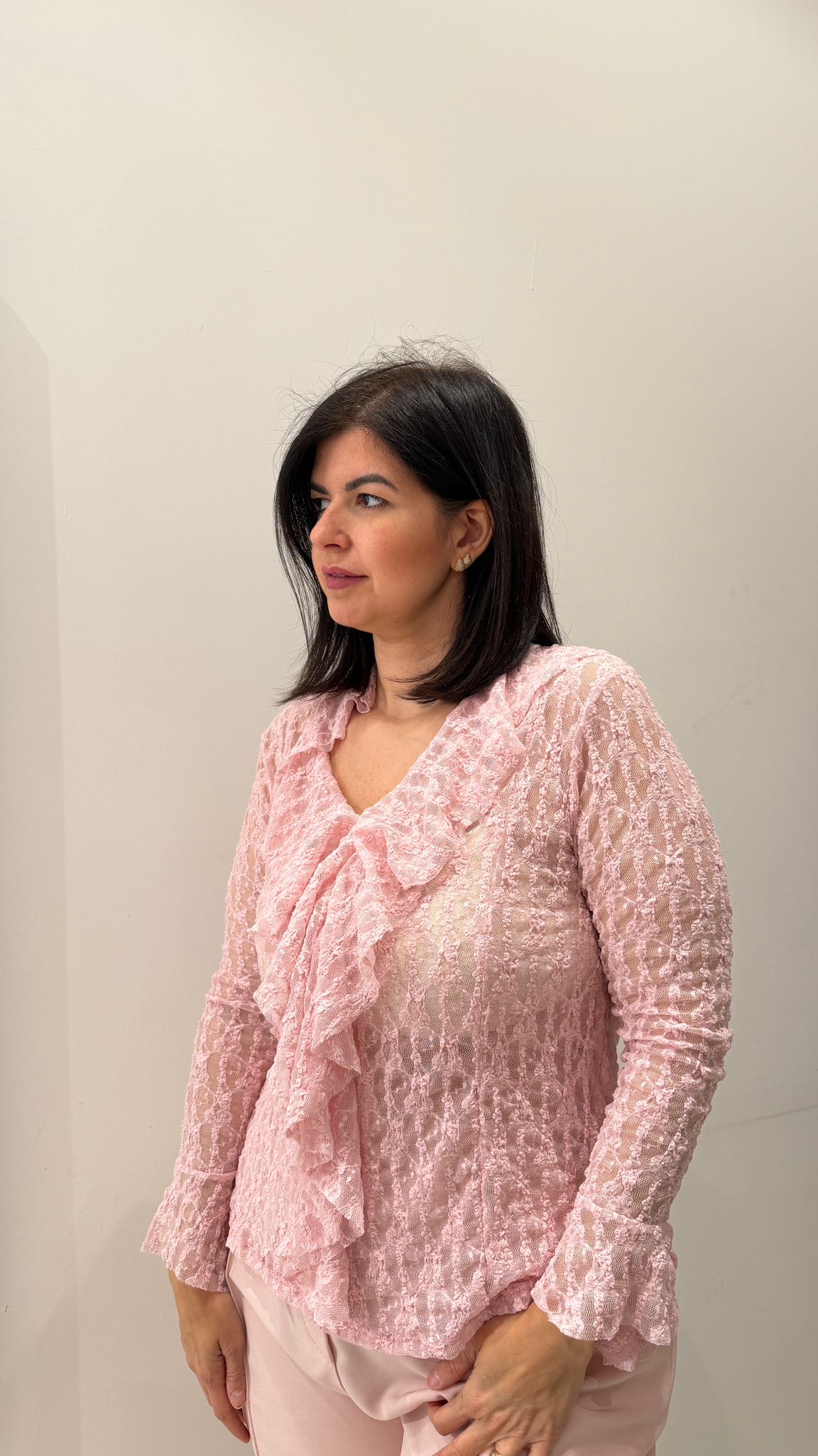 Maglia in pizzo pink