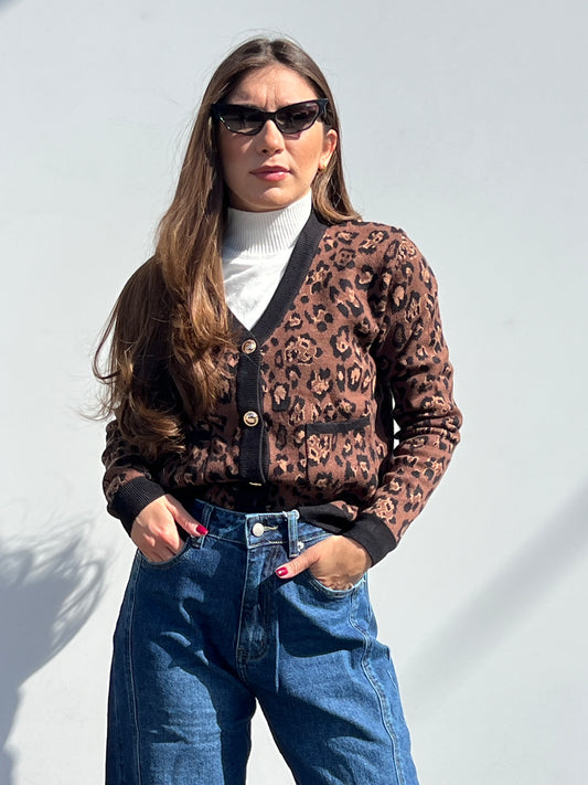 Cardigan Leopardato