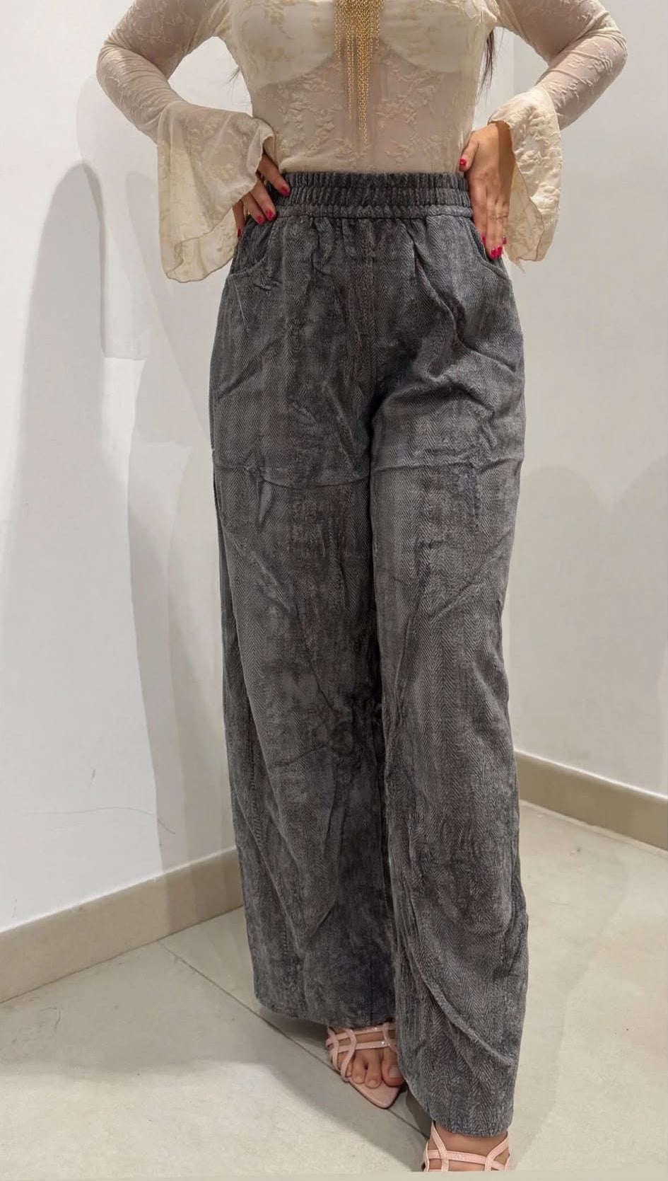 Pantalone cinigliato grigio