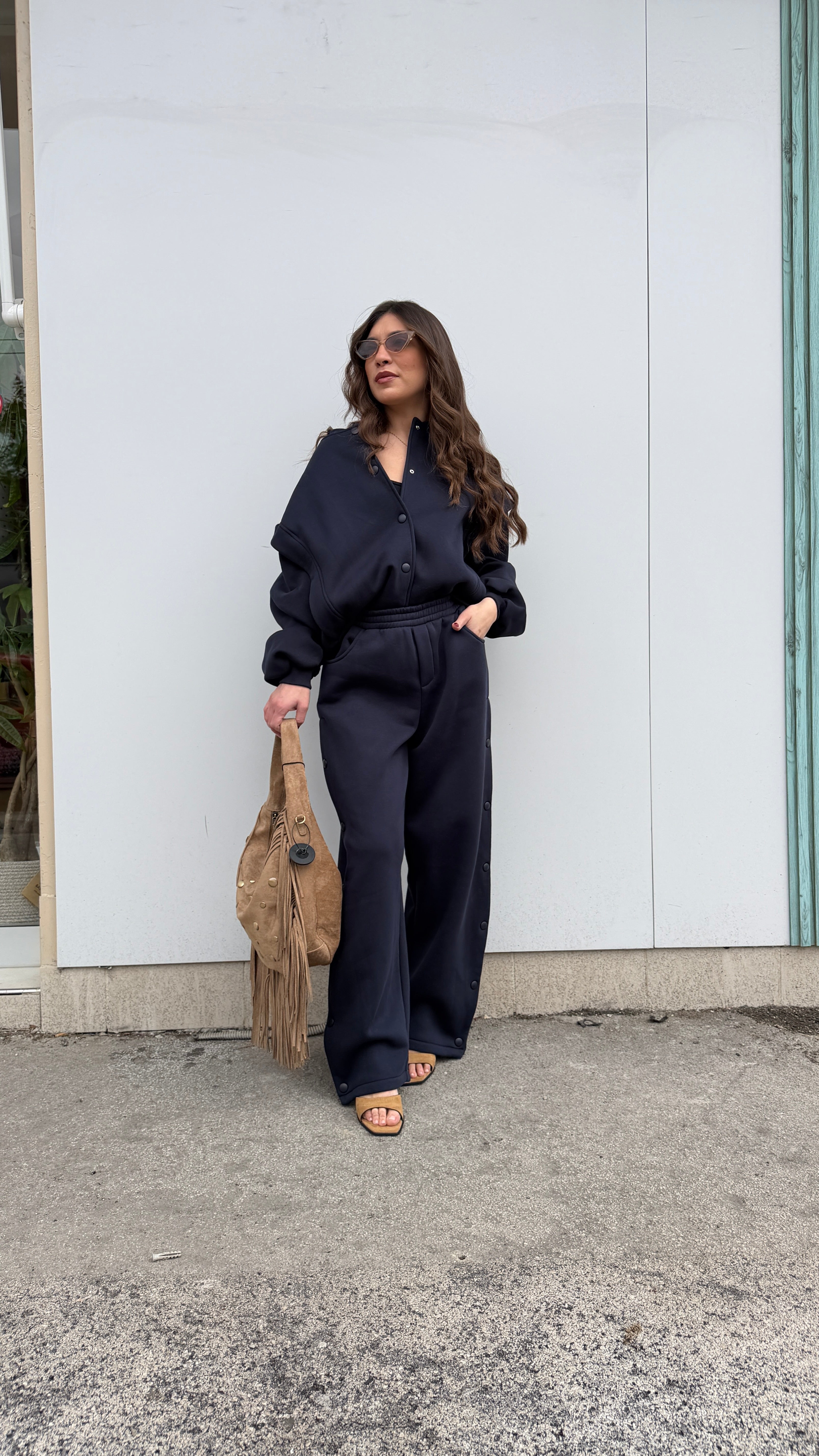 Felpa bottoni Lumina Blu