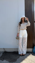 Jeans in pizzo bianco