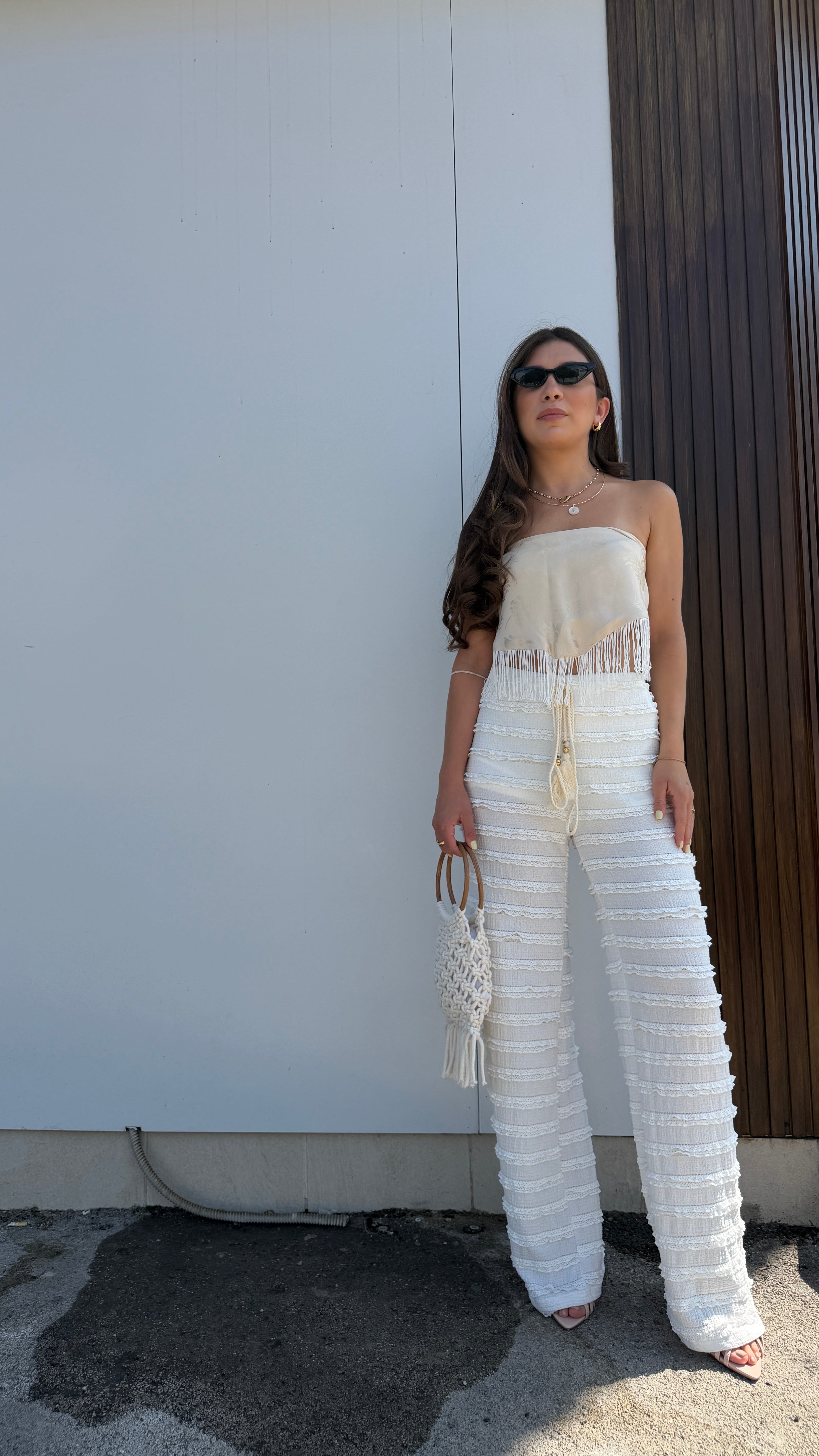 Pantalone rouches bianco