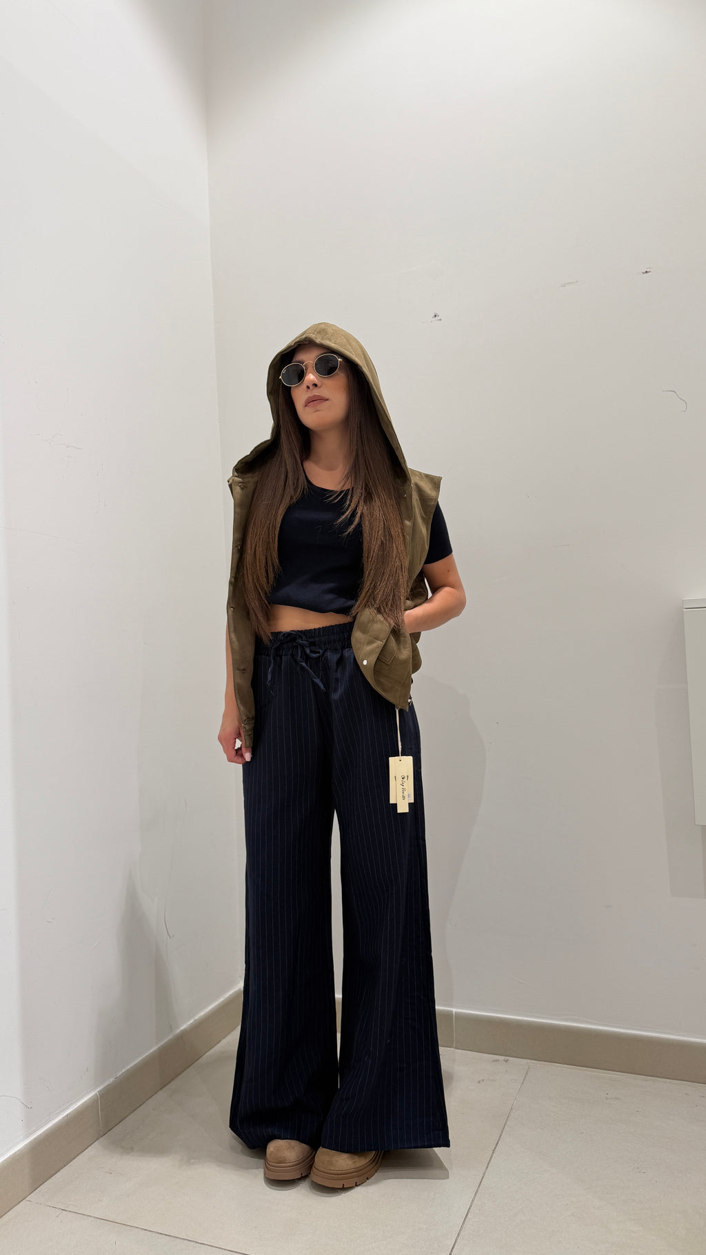 Coordinato Gessato blu