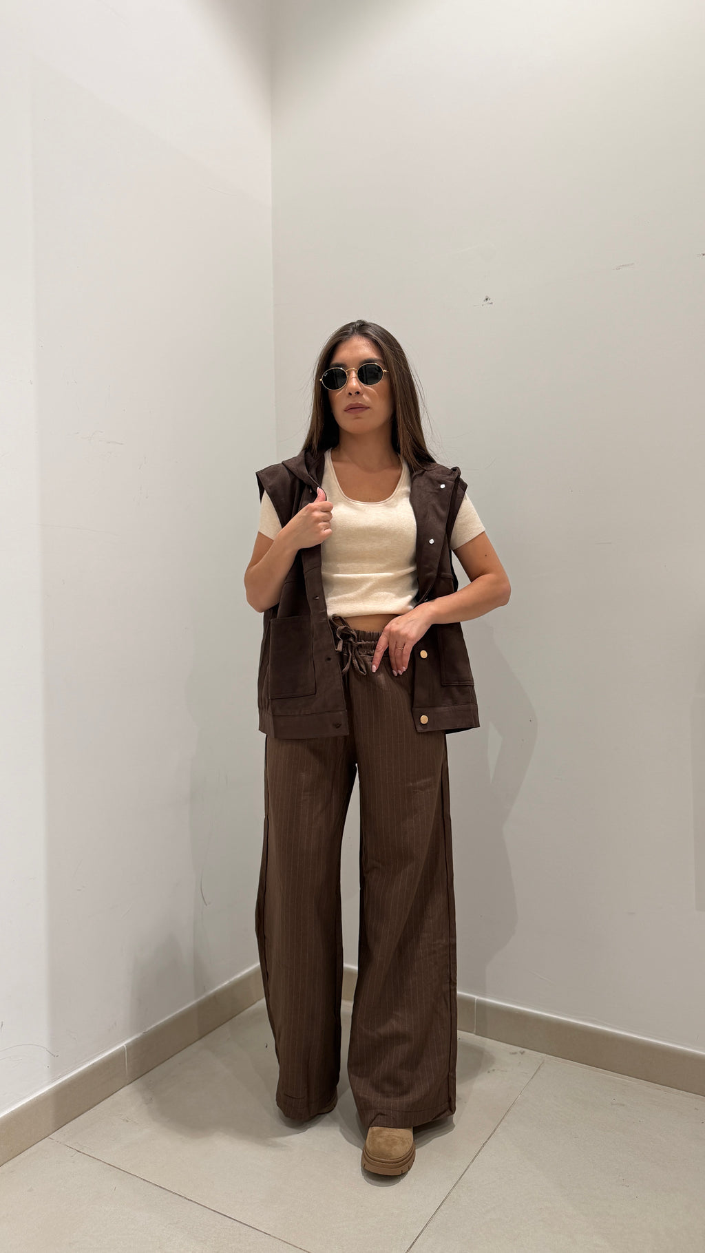 Coordinato Gessato marrone