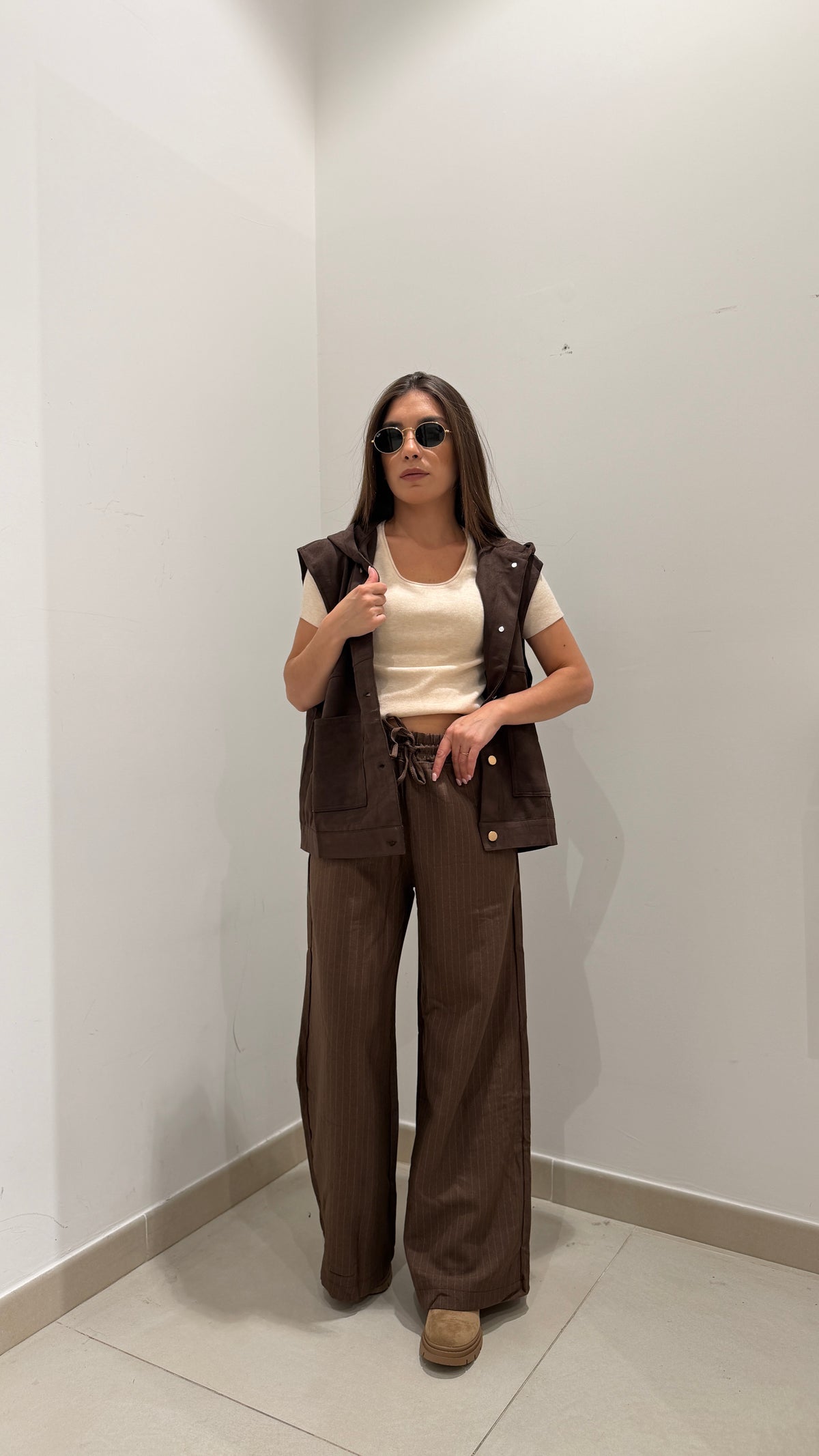 Coordinato Gessato marrone