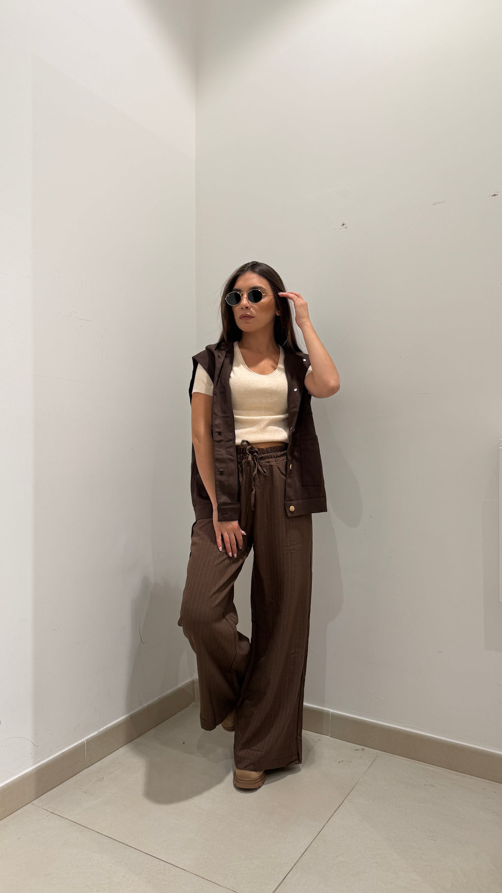 Coordinato Gessato marrone
