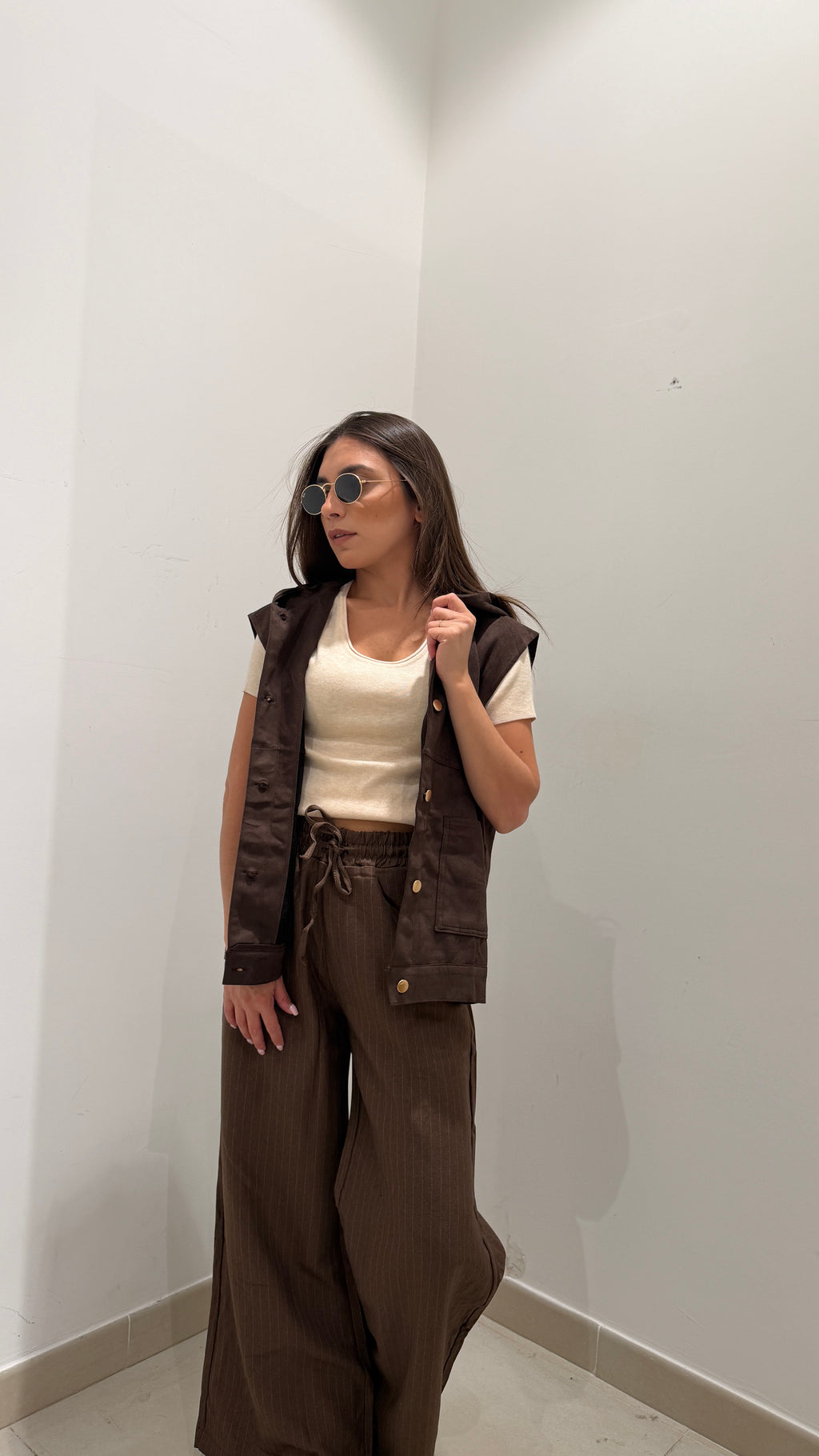 Coordinato Gessato marrone