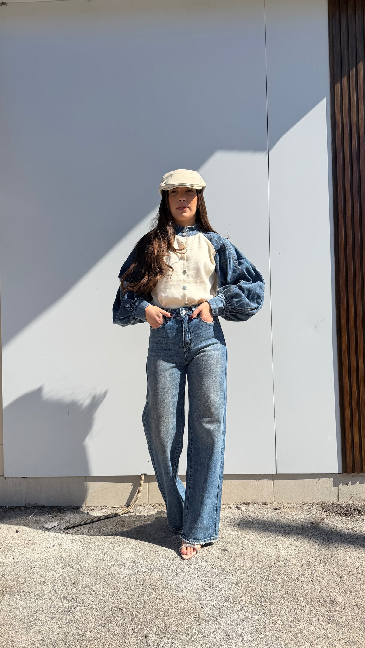 Cardigan Denim Panna