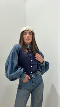 Cardigan Denim Blu