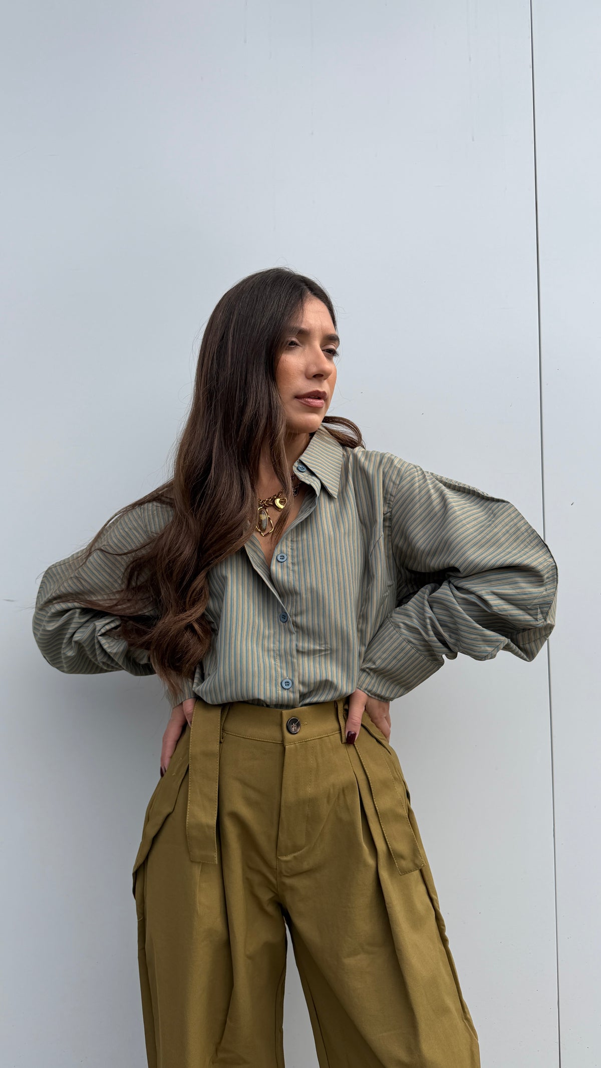 Camicia Righe Verde