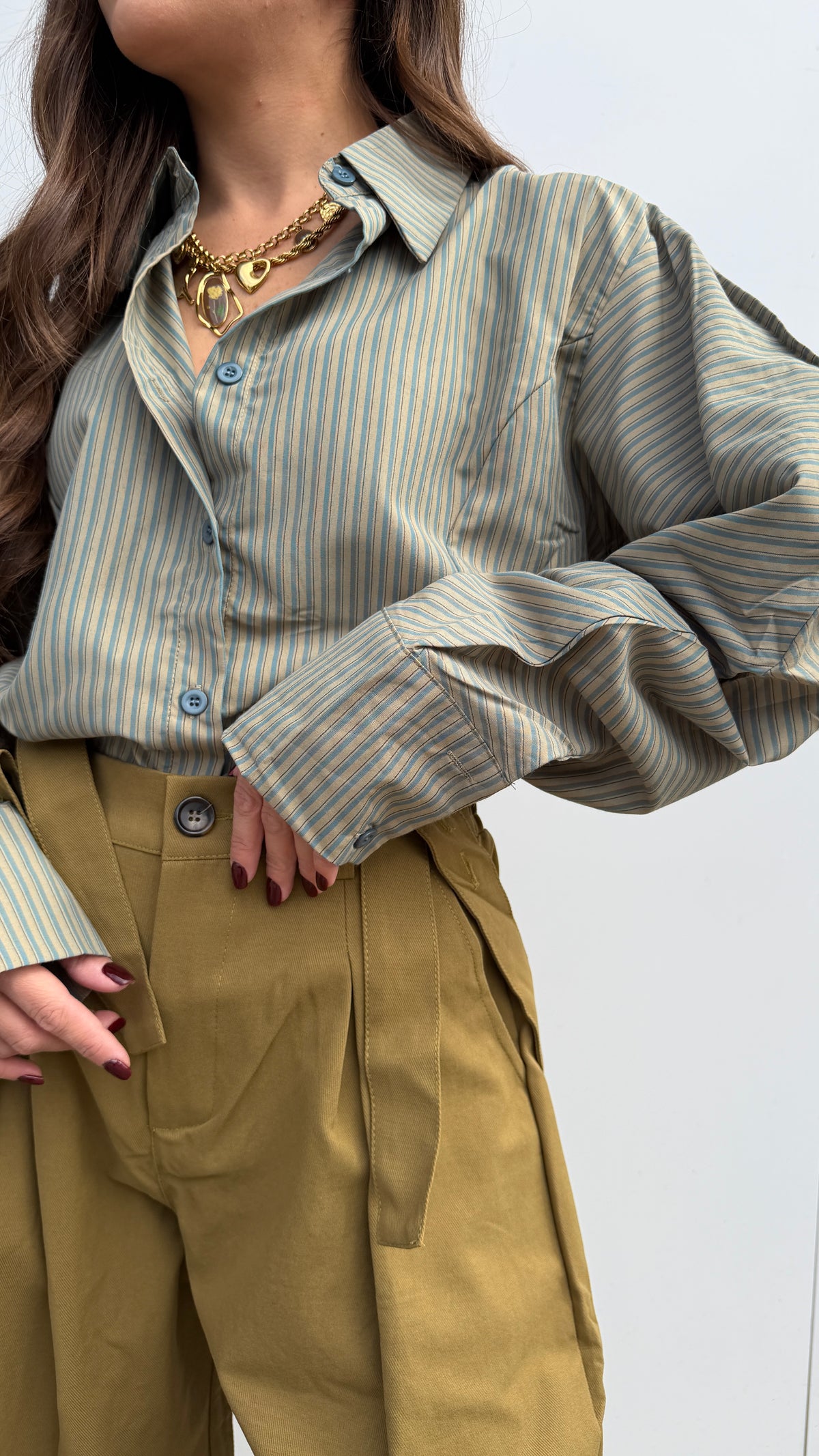 Camicia Righe Verde