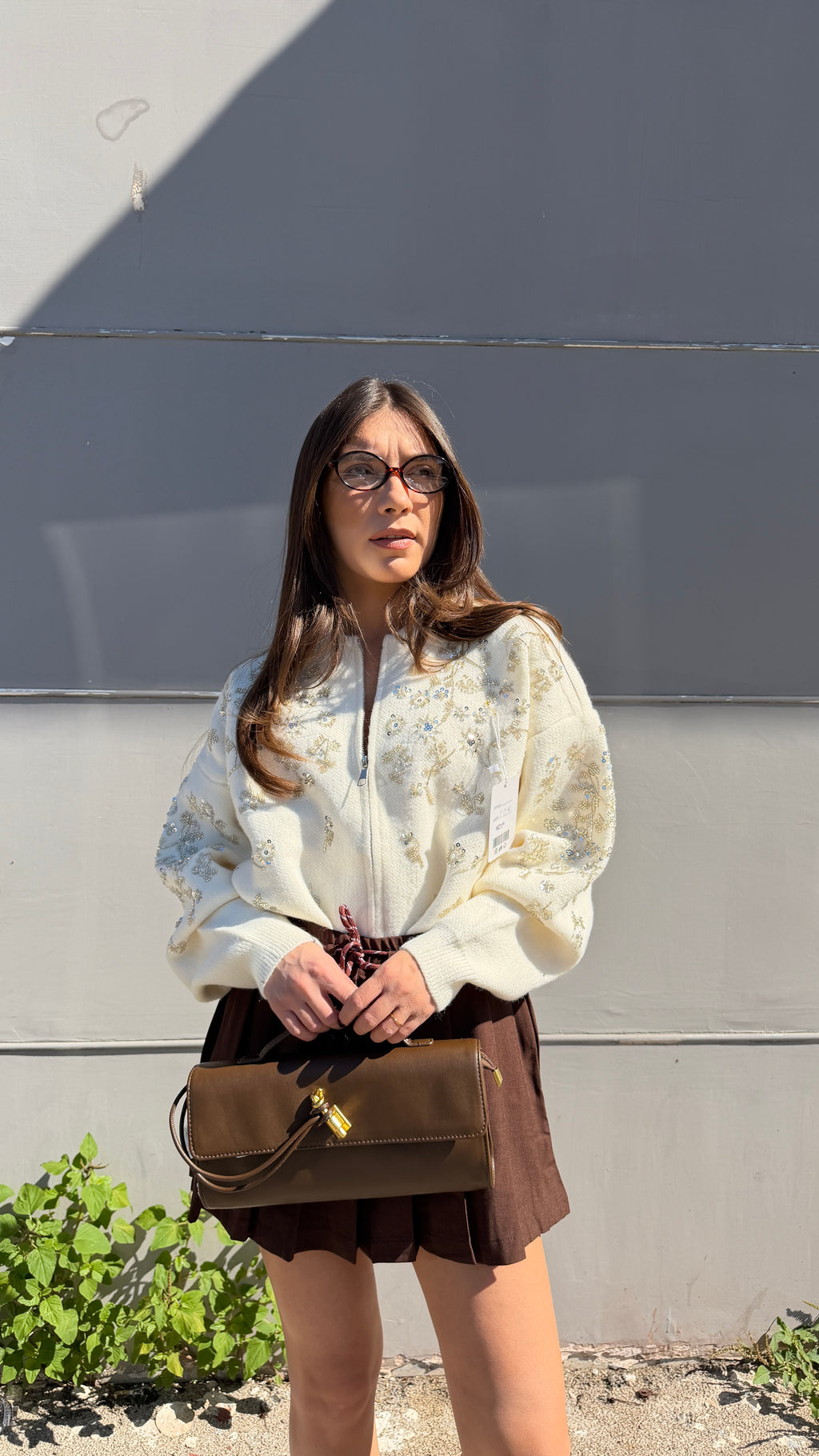 Cardigan Swarovsky panna