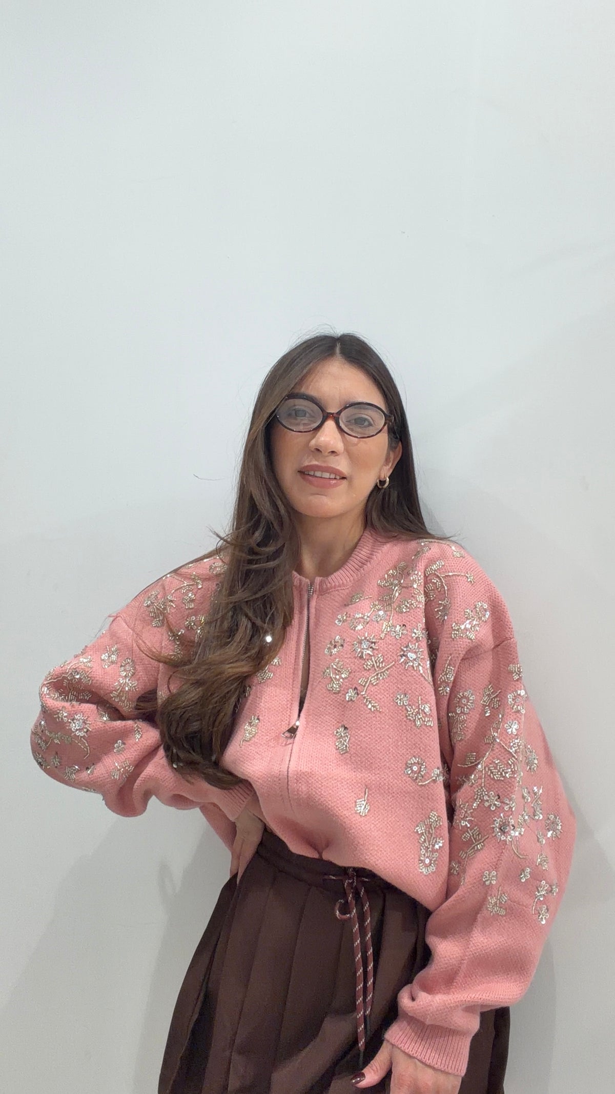 Cardigan Swarovsky Rosa
