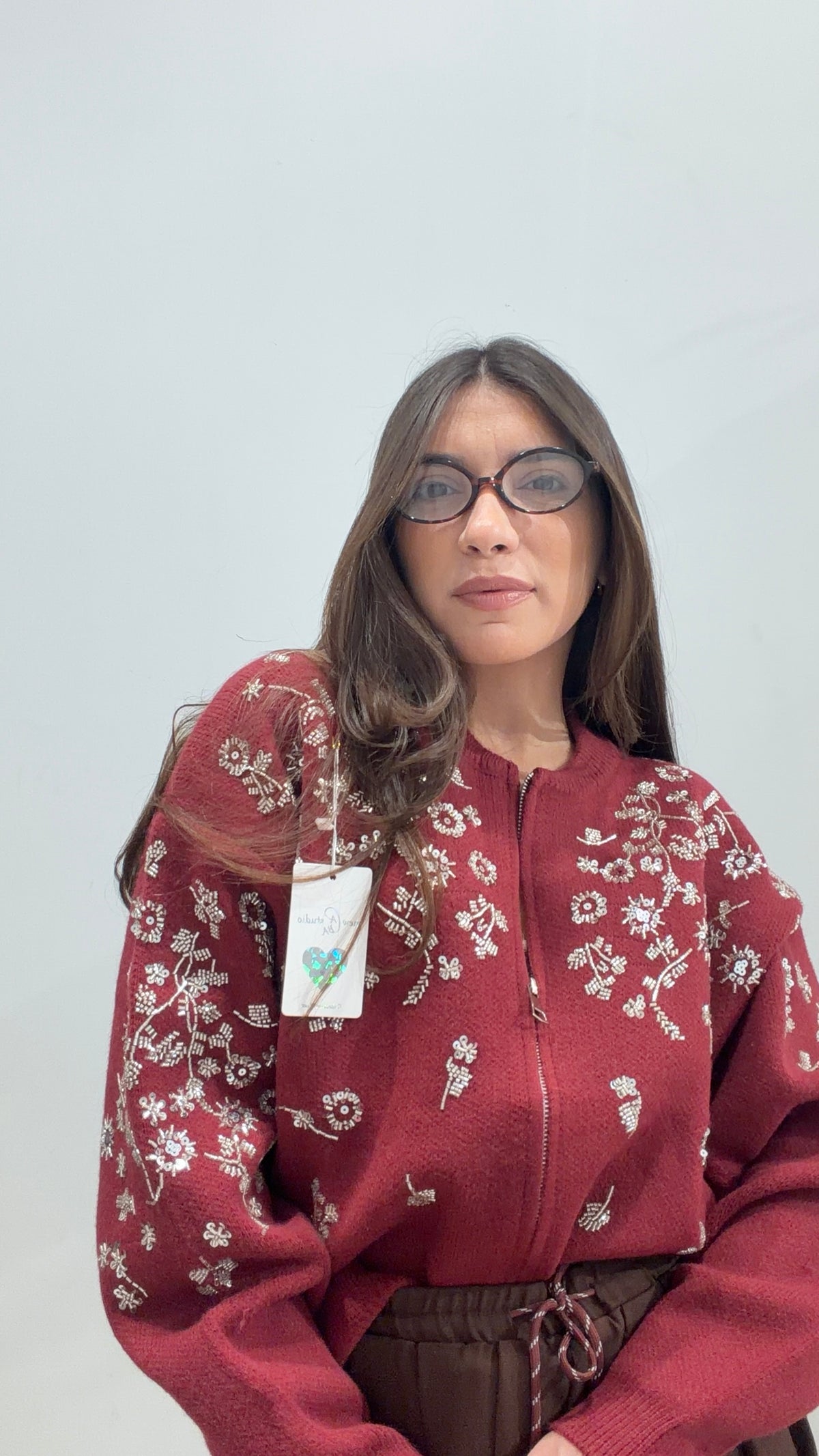Cardigan Swarovsky Bordeaux