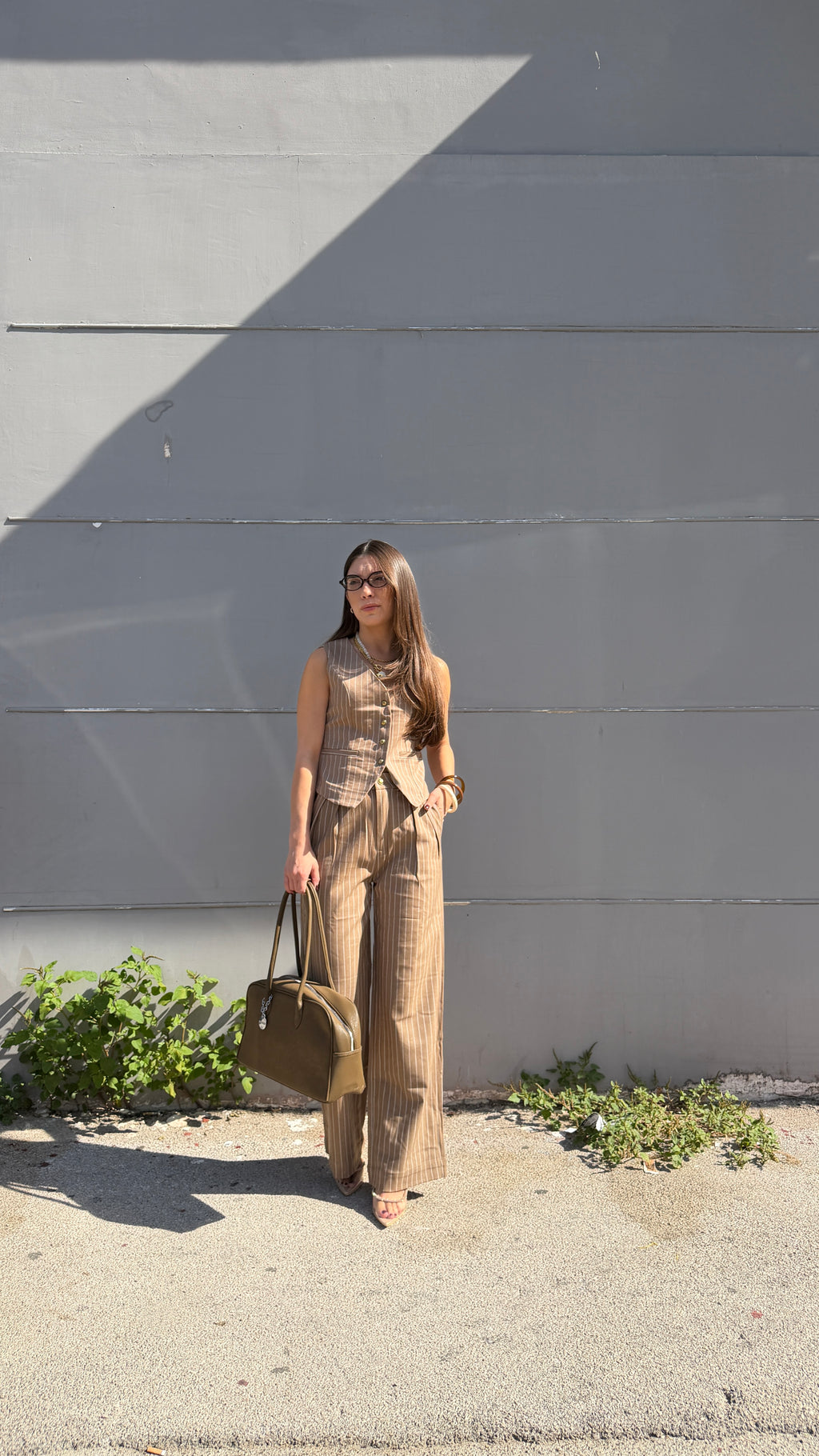 Coordinato Panciotto  Gessato beige