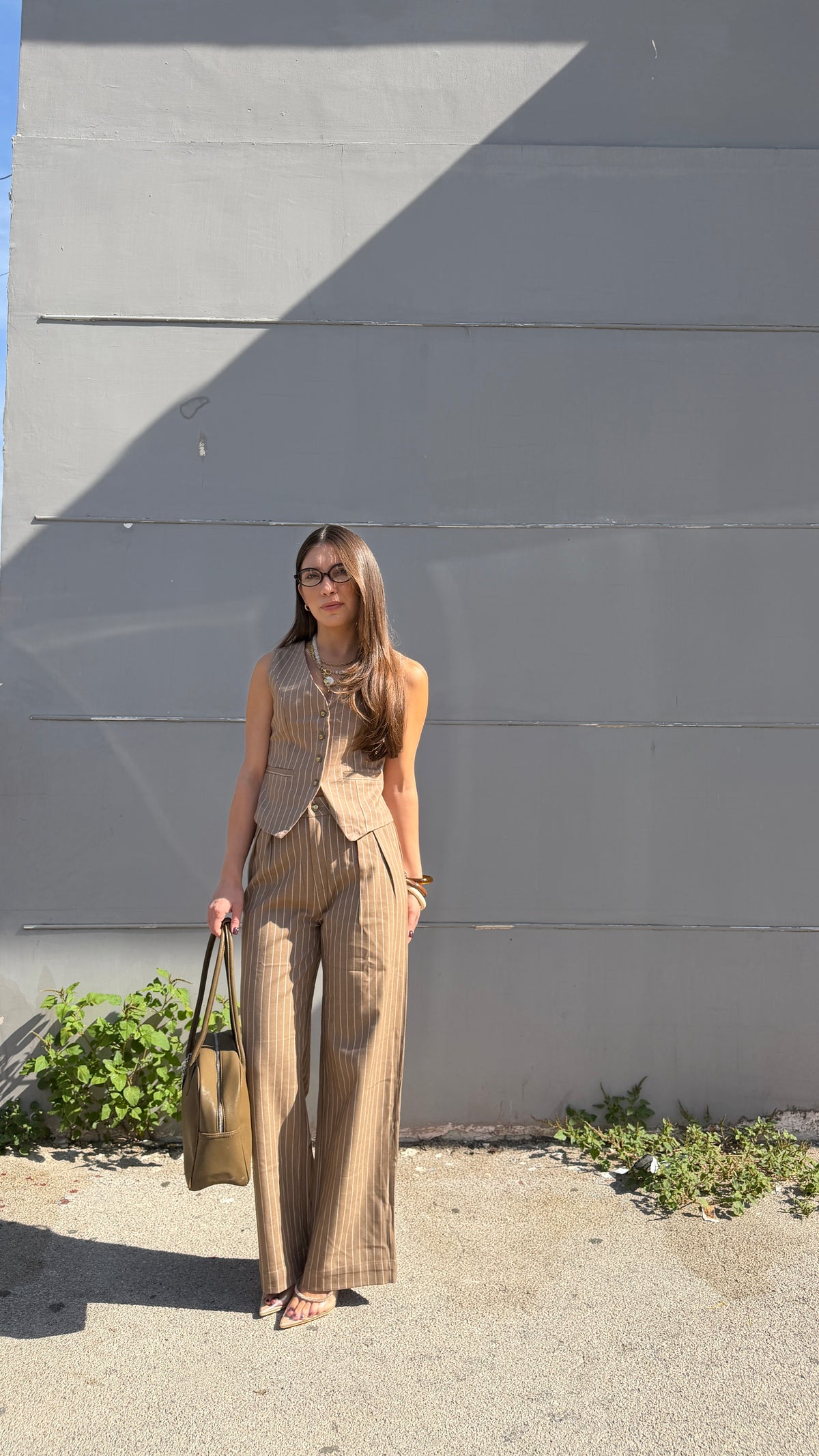 Coordinato Panciotto  Gessato beige