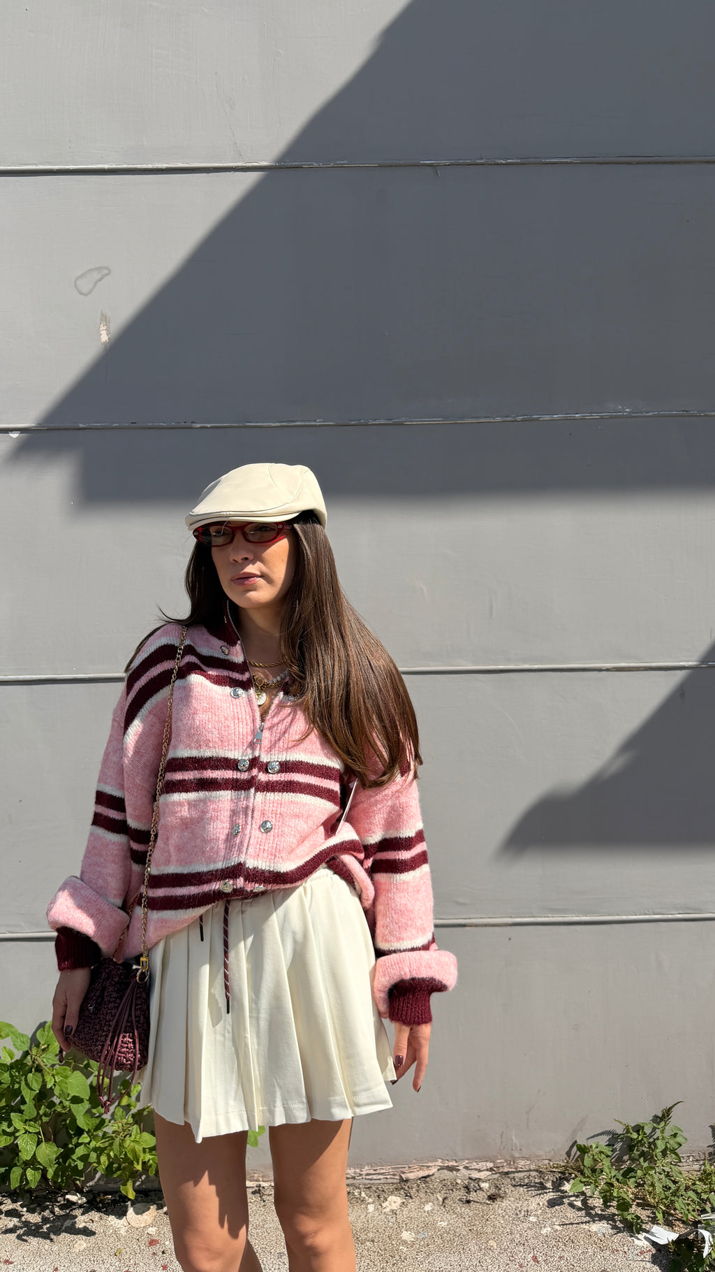 Pull rigato Rosa