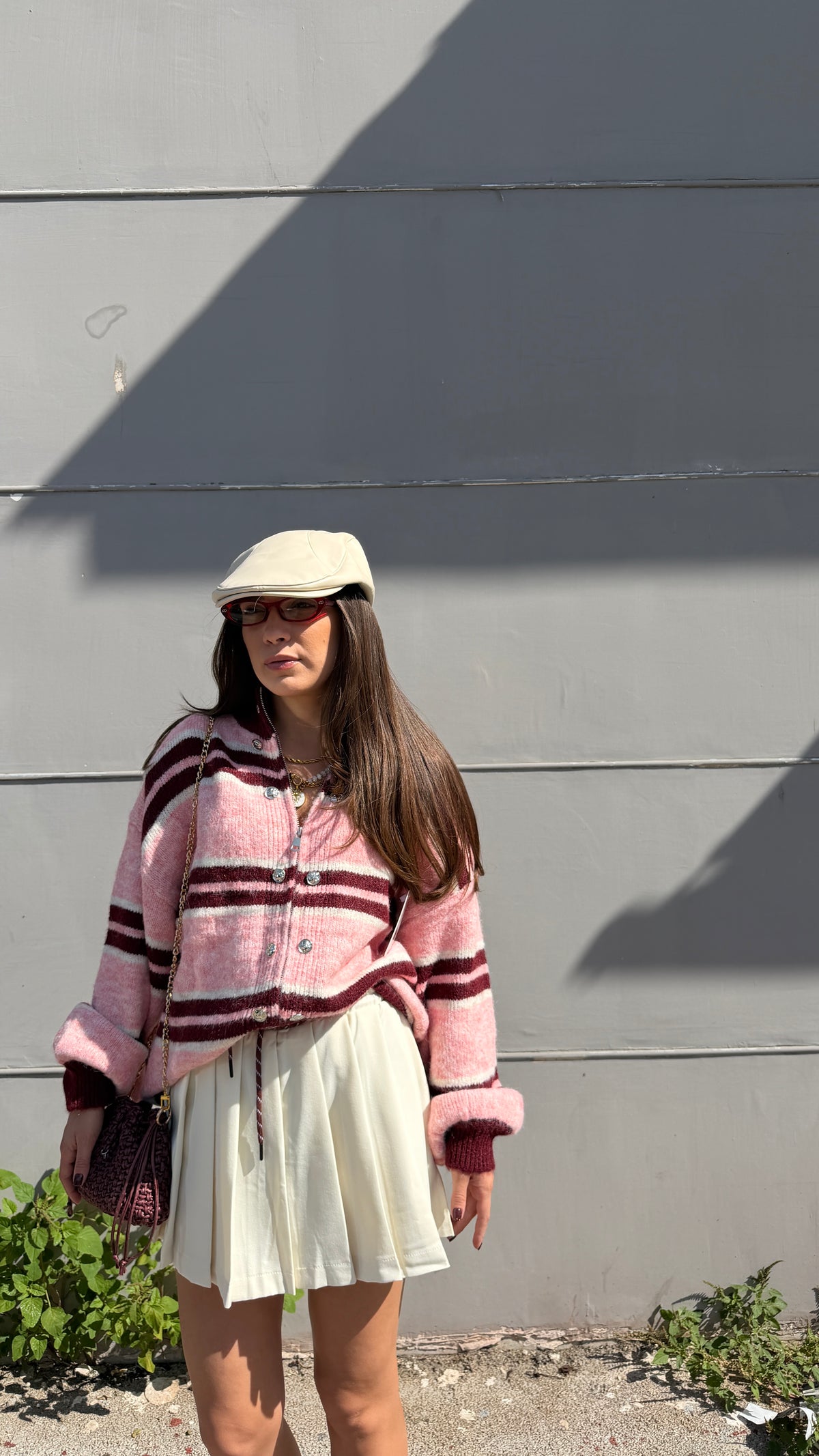 Pull rigato Rosa