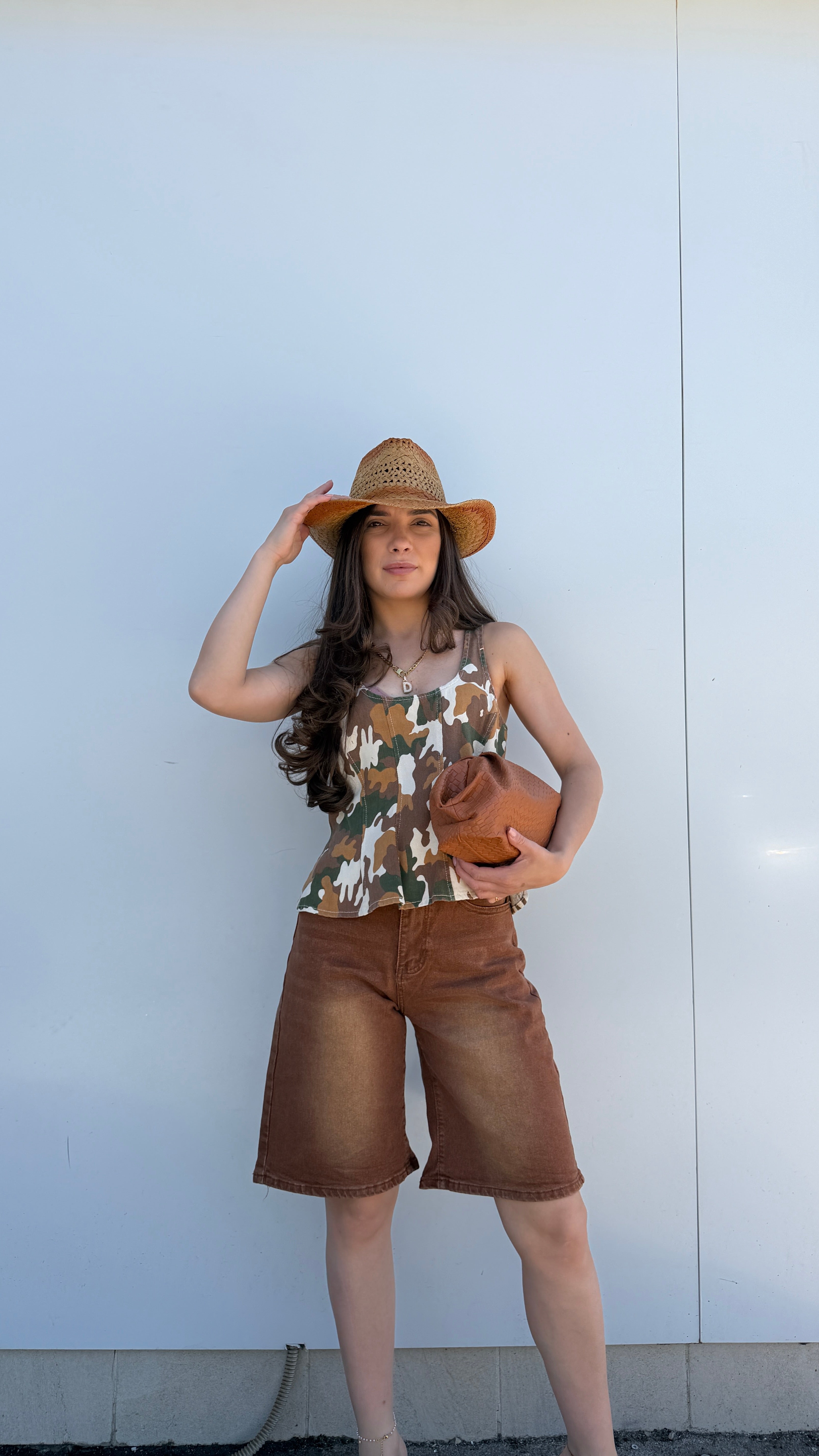 Bermuda in jeans marrone