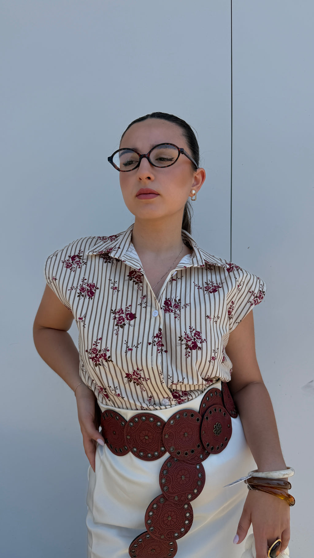 Camicia crop fantasia