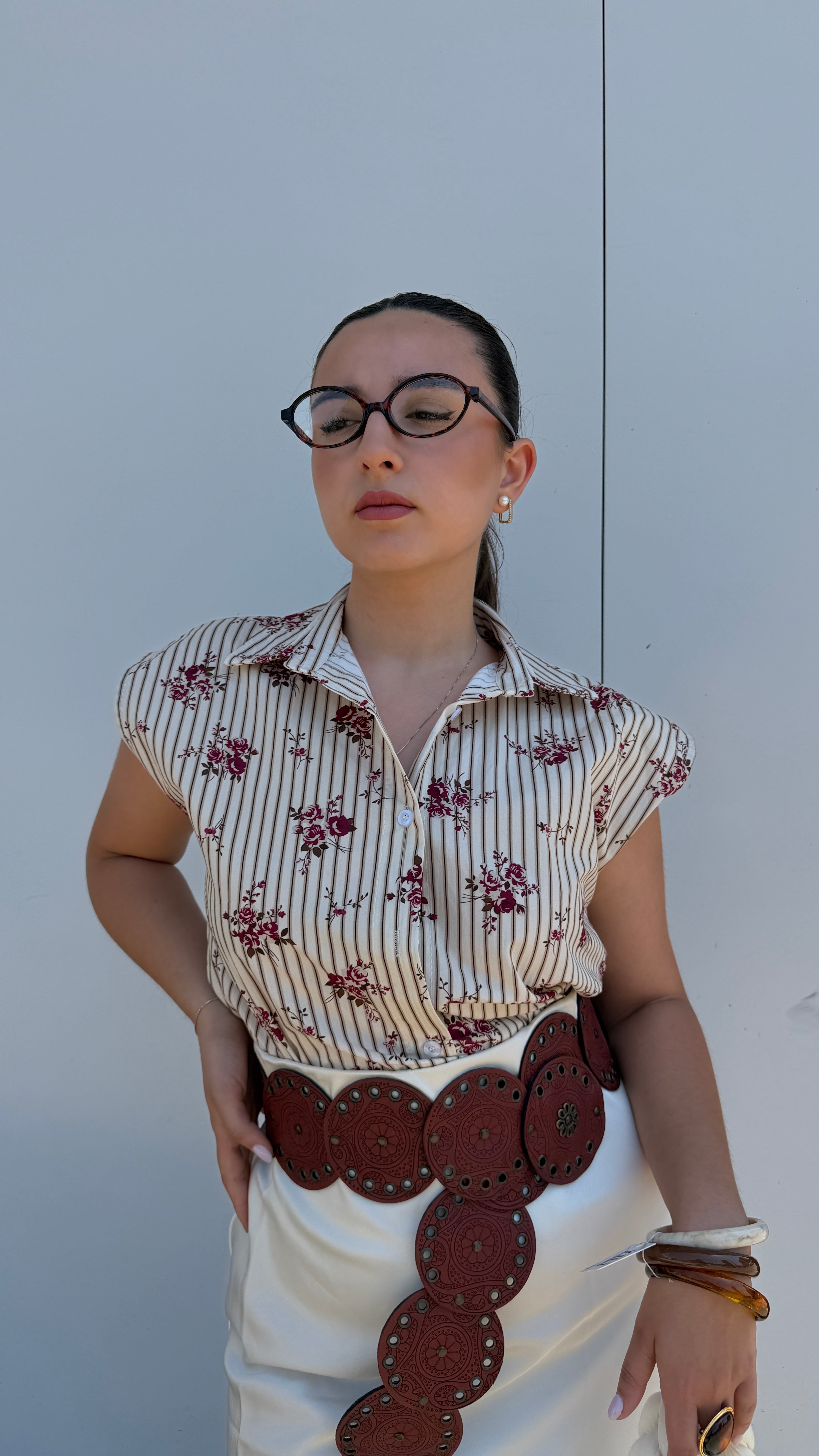 Camicia crop fantasia