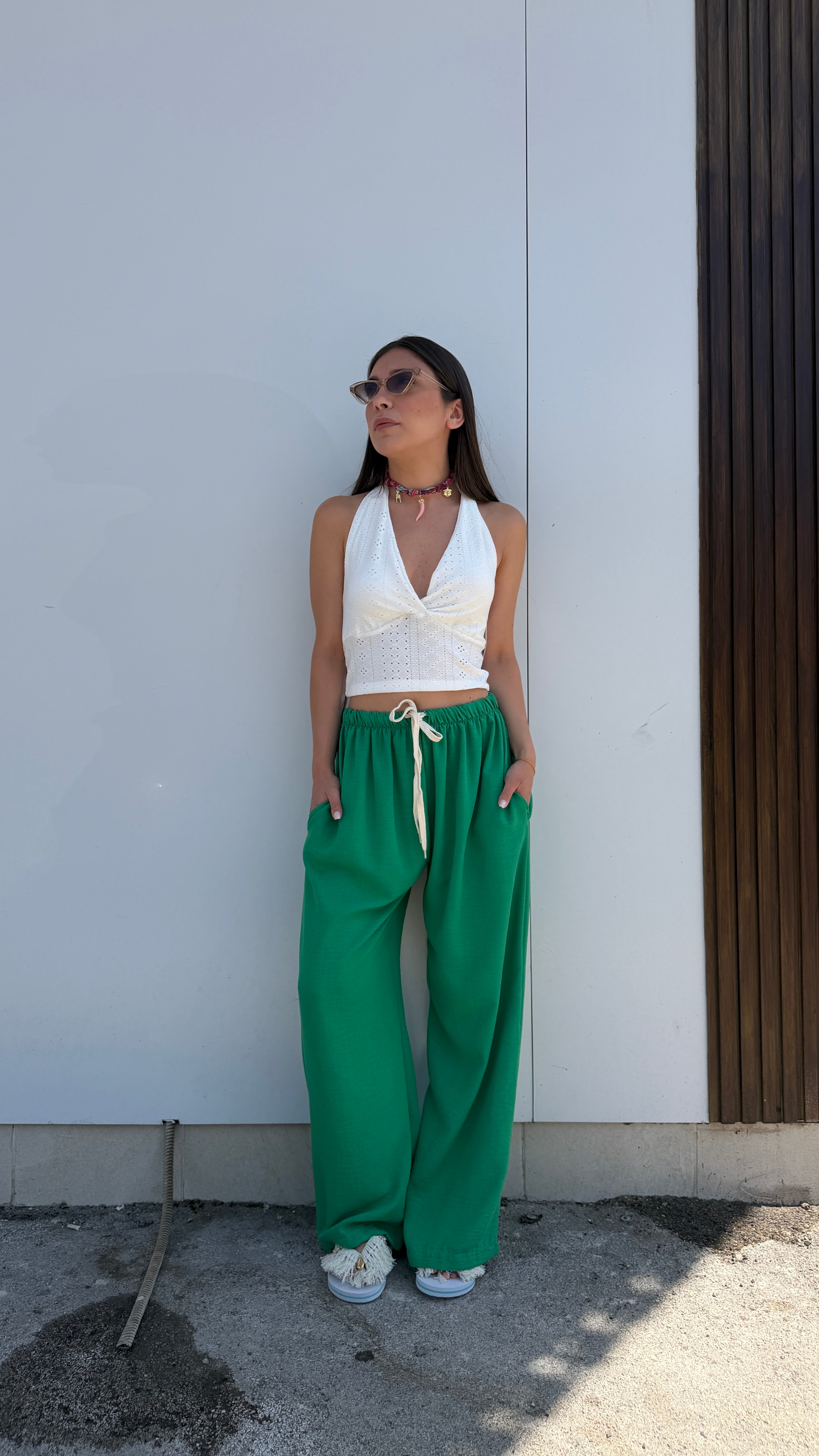 Pantalone palazzo verde