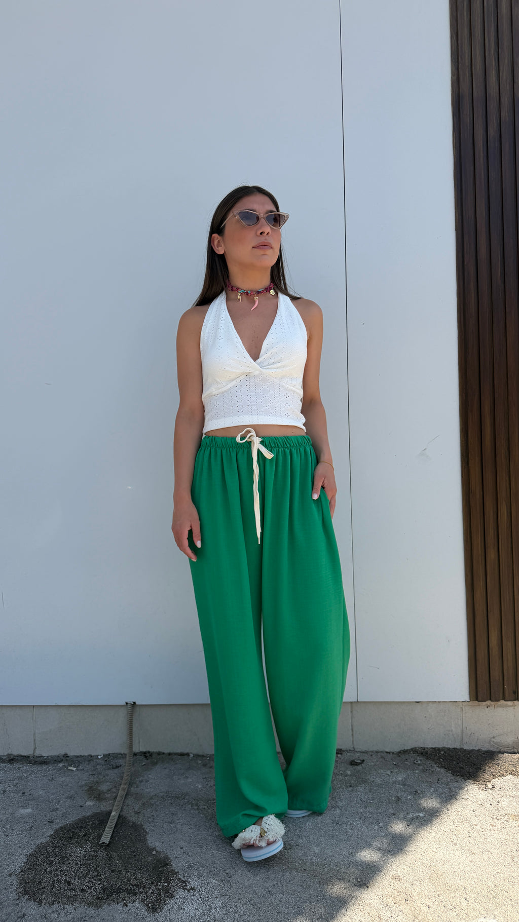 Pantalone palazzo verde