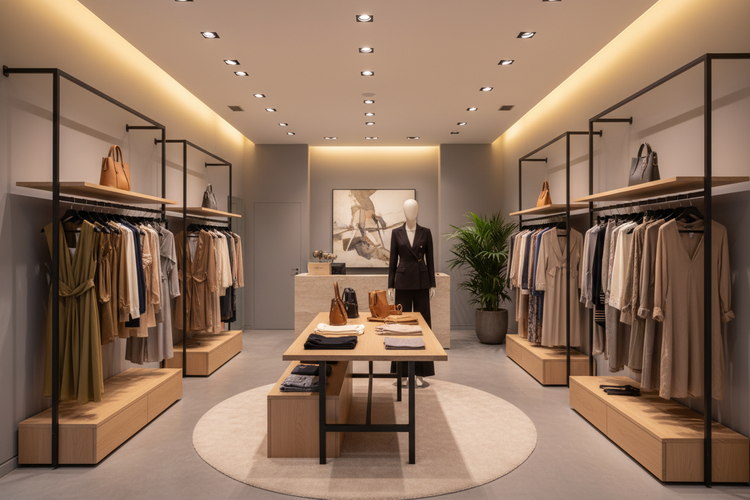 mi generi un iommagine di un negozio di abbigliamento